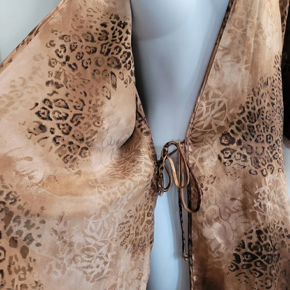 California dynasty vintage 80's leopard animal print silky robe